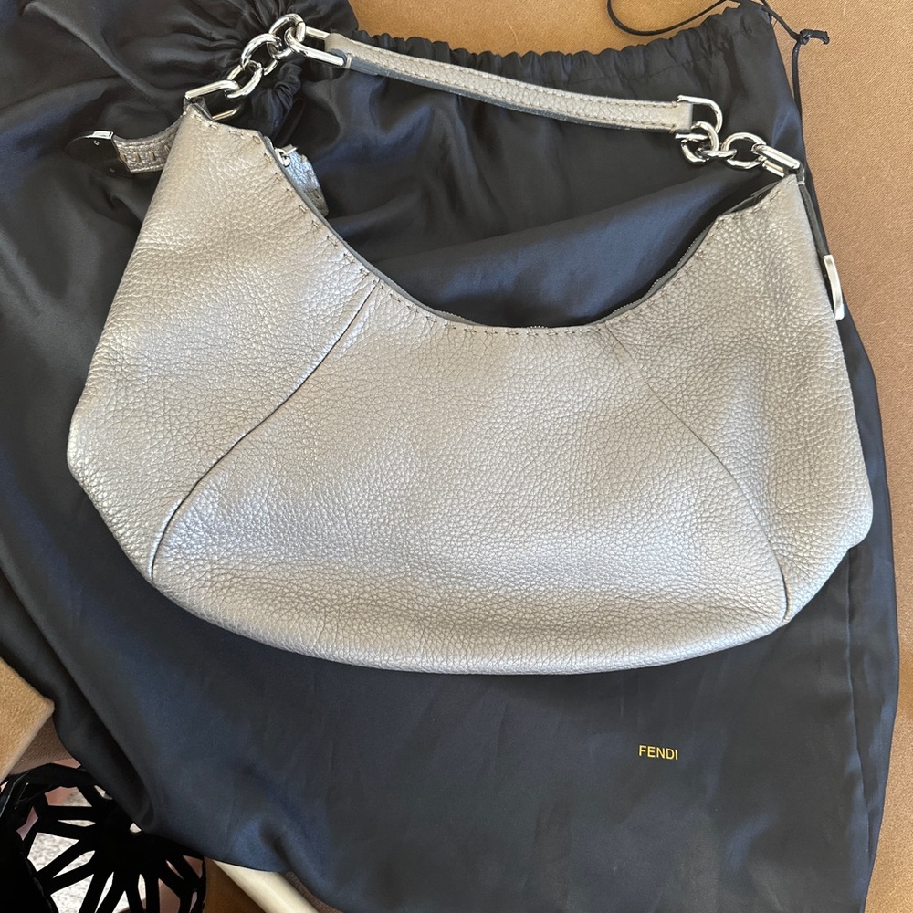 Fendi Metallic Silver Leather Hobo - Picture 8 of 16